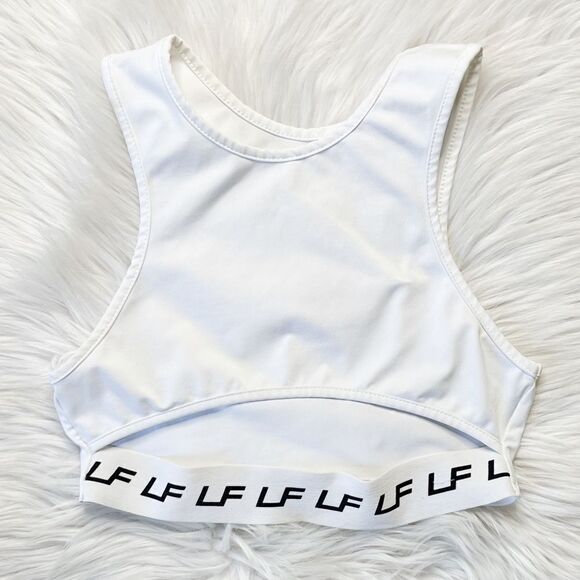 LF Cutout Sports Bra Crop Top White and Black Size Medium - Picture 1 of 4
